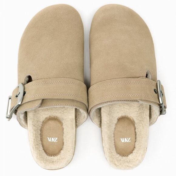 ZARA FAUX FUR LINED SUEDE CLOGS
BEIGE - Picture 3 of 14